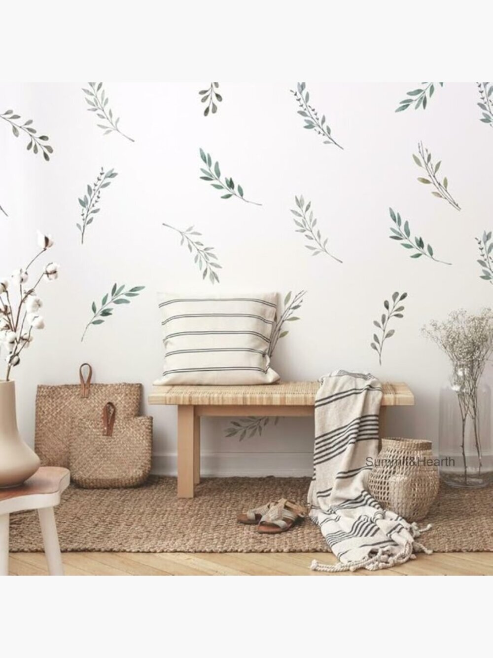 Peel and Stick Wall Decals, 24 Reusable Vinyl Leaves, Fall Decor